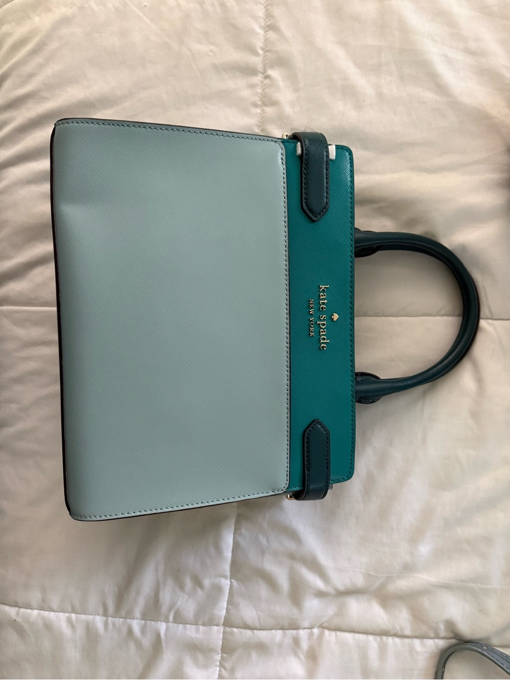 kate spade Two-Tone Light Blue and Teal Leather Satchel Bag